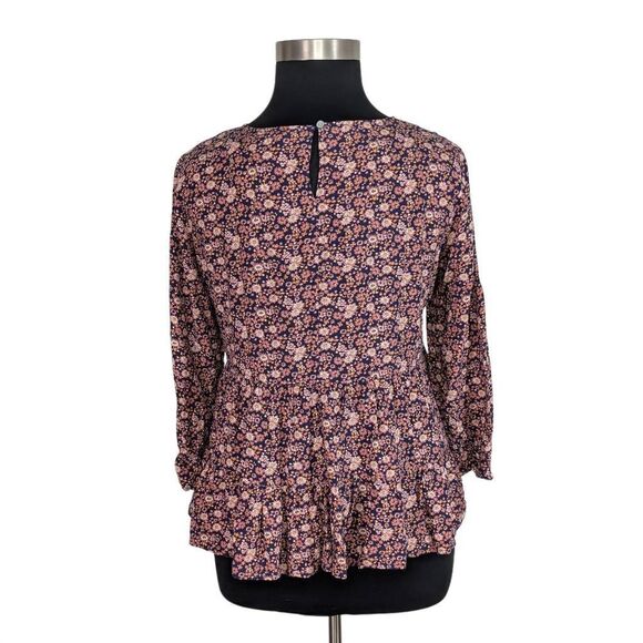 Jane and Delancey XL Blue Pink Floral Top Boho Cottagecore Empire Waist Career - Picture 4 of 7